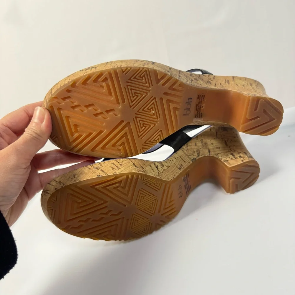 Timberland Women's Black Purple Wedge Sandals size 7 Cork Heels Casual Thong Y2K
